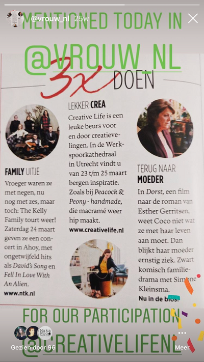 Vrouw Magazine - Telegraaf 'Lekker Crea' ('be creative')