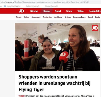 NEWSPAPER ALGEMEEN DAGBLAD INTERVIEWED ME WHEN VISITING THE FLYING TIGER ONE EURO SALE!