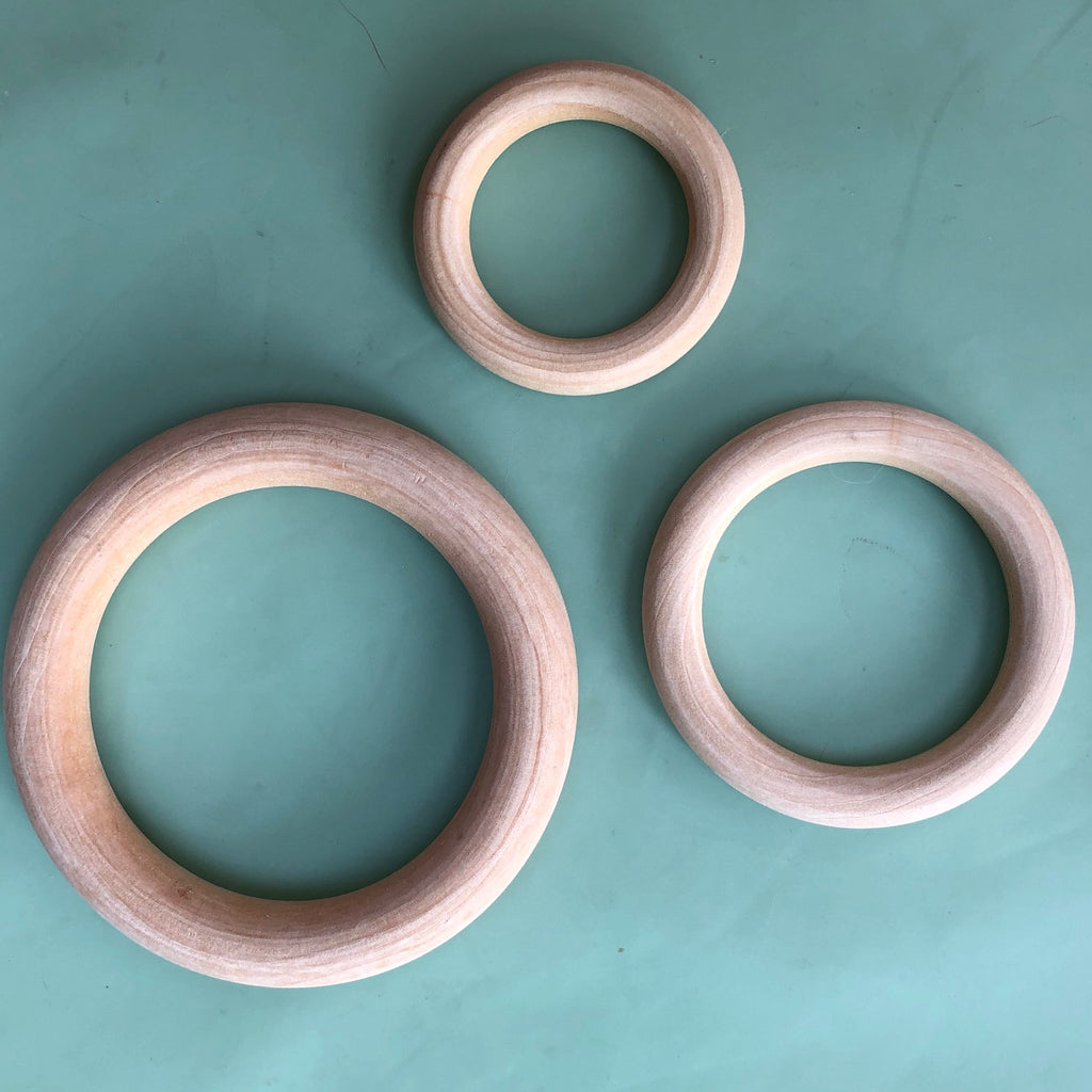 50 mm Wooden rings for Macrame Crafts 10 mm Thick - Pack of 5