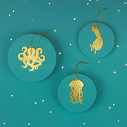 Hanging brass 'Under the sea' (plant) decoration (3 pieces)