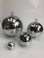 Disco / Glitter / Mirror ball in 4 sizes with macrame strap of your choice